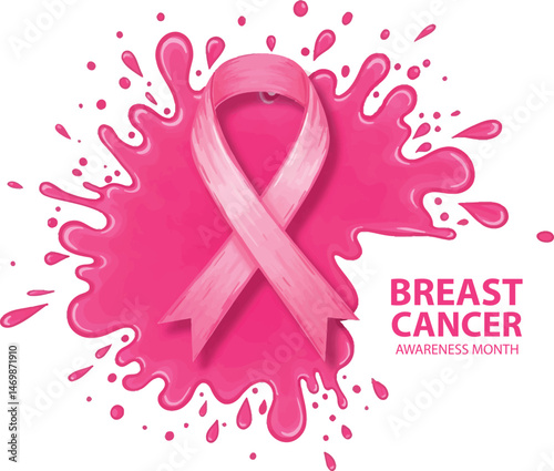 Breast Cancer Awareness Month Illustration with Pink Ribbon