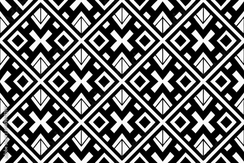 color Seamless black and white geometric pattern background