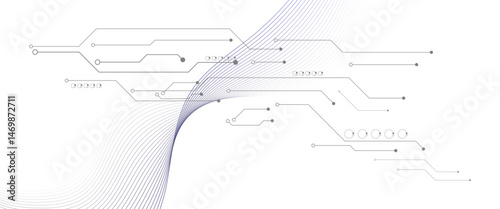 Abstract grey circuit line technology pattern on white background,