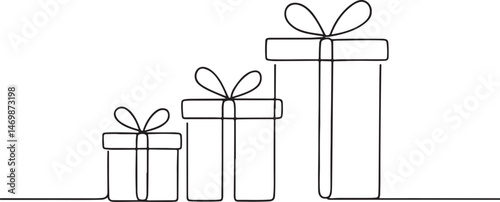 Gift Box Set One Line Minimalist Vector