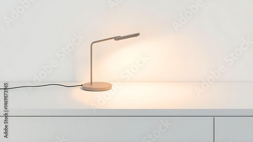 Modern Desk Lamp Switched On – White Background