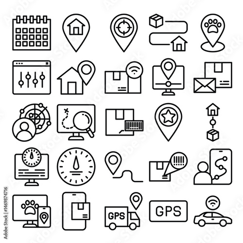 Delivery and tracking icons arrangement
