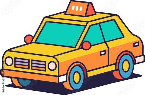 Detailed taxi car vector for cab service promotions transportation guides and digital travel experience materials  