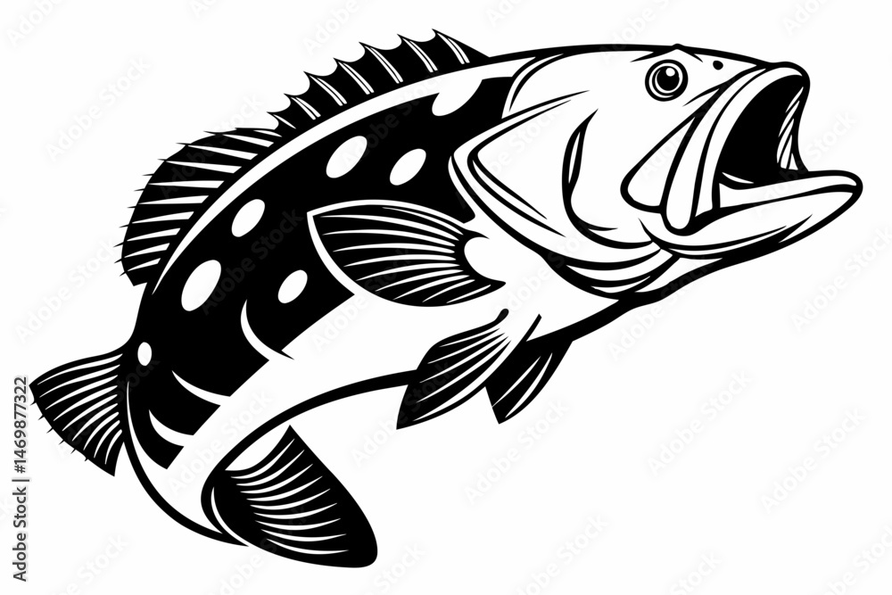 Fototapeta premium grouper sihouette black vector