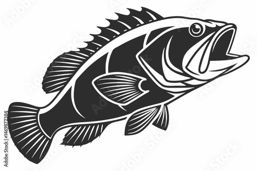 grouper sihouette black vector