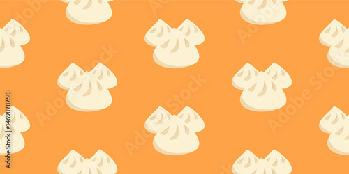 dumpling pattern background. Dim sum pattern background. Masala Momos illustration. Siu Mai (Shumai) Chinese dumplings illustration pattern background.