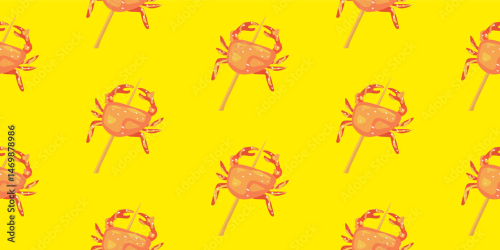 Seamless Crabstick Pattern background. Crabstick Illustration Background. Crabstick seamless pattern background. Asian Seafood Snack Pattern Design. Crabstick Food Art Pattern background. Seamless Crabstick Pattern background. Crabstick Illustration Background. Crabstick seamless pattern background. Asian Seafood Snack Pattern Design. Crabstick Food Art Pattern background.