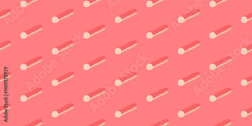 Seamless Crabstick Pattern background.  Crabstick Illustration Background.  Crabstick seamless pattern background. Asian Seafood Snack Pattern Design. Crabstick Food Art Pattern background.