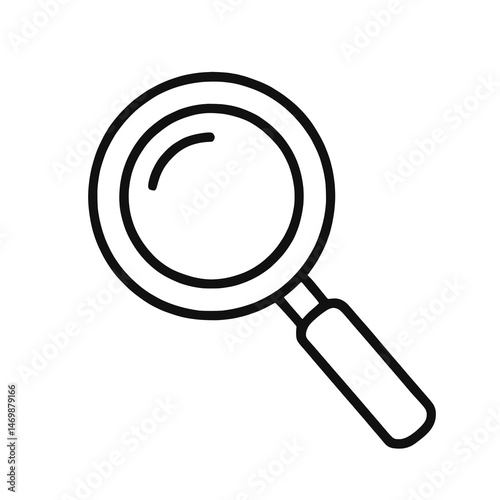 black Magnifying glass search icon on white background
