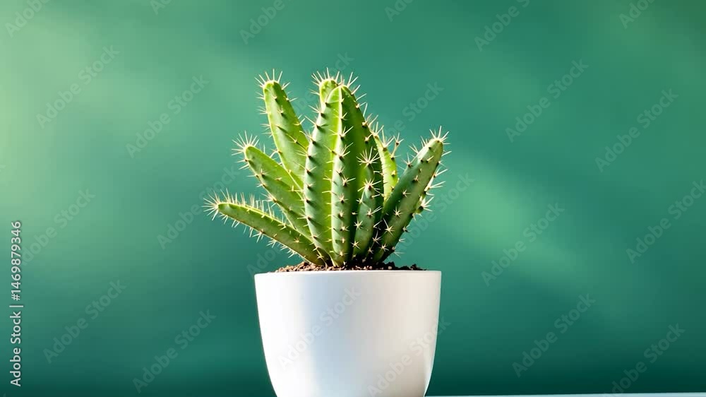 Prickly cactus in a white pot