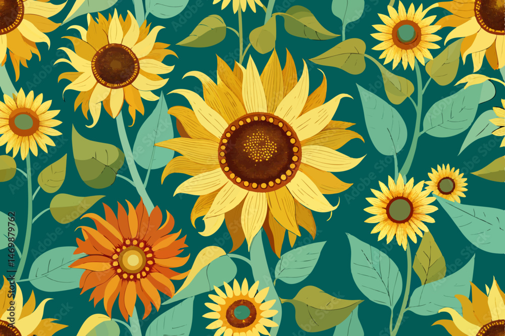 seamless background with sunflowers seamless background with sunflowers