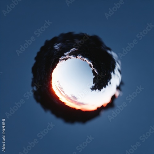 Macro celestial vortex devouring dusk horizon light