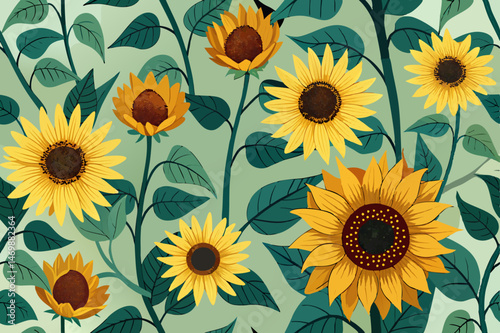 seamless background with sunflowers