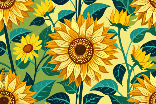 seamless background with sunflowers