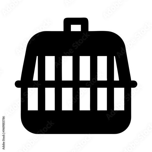 Animal Cage Black Solid Icon – Pet Containment and Zoo Equipment Vector