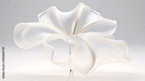 White gradient flower with translucent glass petals, ideal for elegant wallpapers, banners, and modern design.

