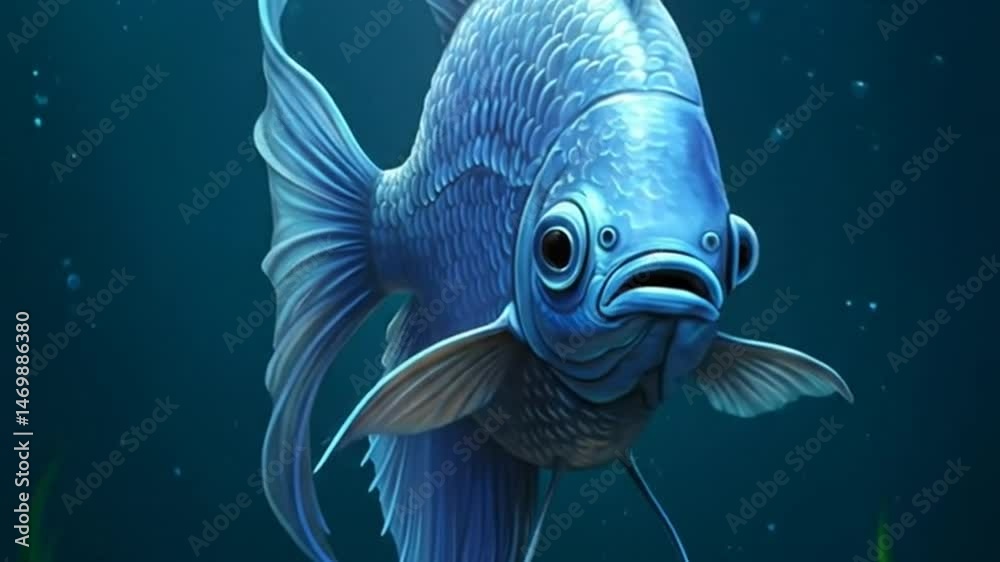 Vibrant blue fish illustration