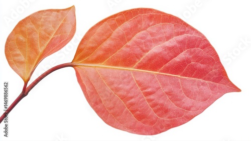 Vibrant Red and Orange Autumn Leaves with Sparkle on White Background photo