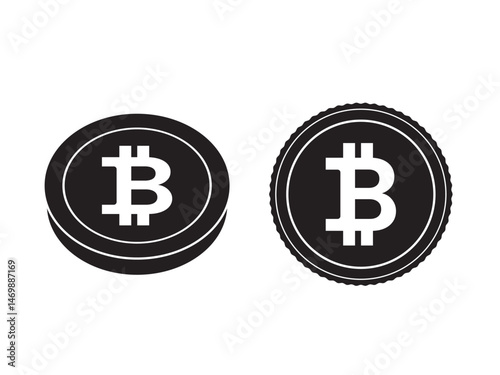 Bitcoin Icon Vector with black color. illustration of crypto digital currency trading.