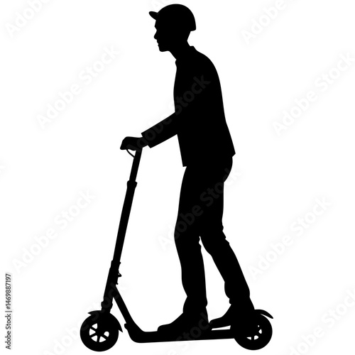 silhouette of man on scooter