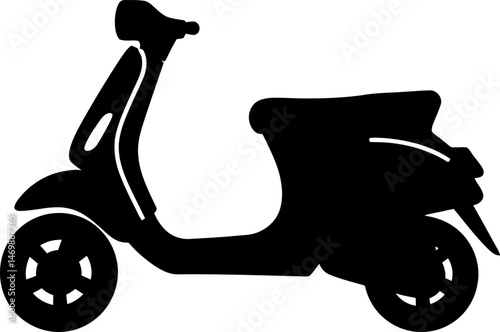 Classic Scooter Silhouette Vector Illustration of a Vintage Motor Scooter