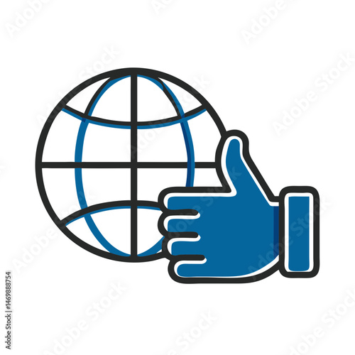 Thumbs Up Gesture with Globe Icon  