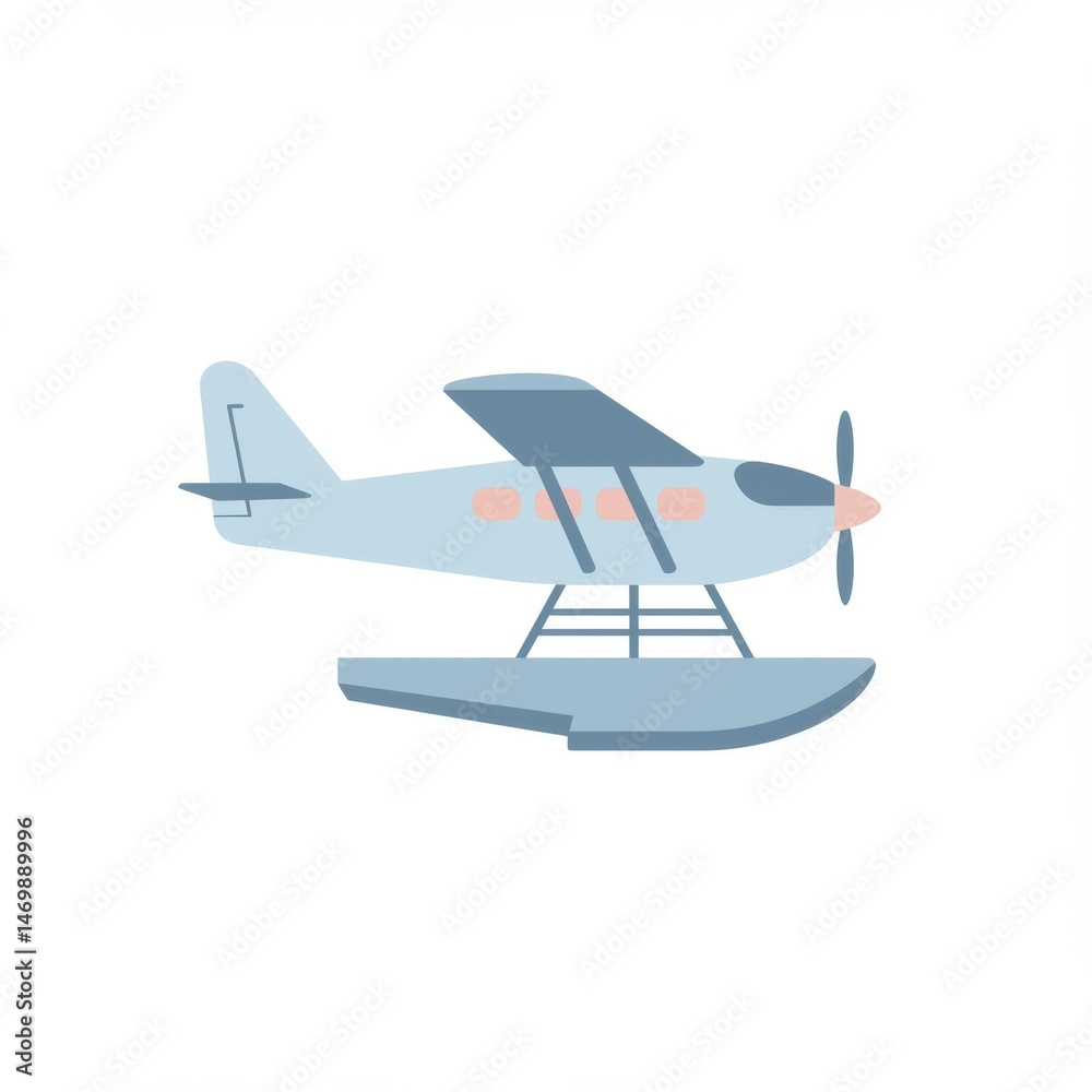 Fototapeta premium Light Blue Seaplane on Water