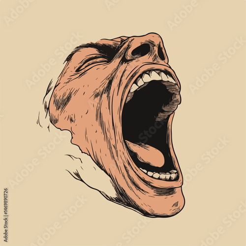 Illustration Of A Screaming Mouth With Open Expression And Rough Texture