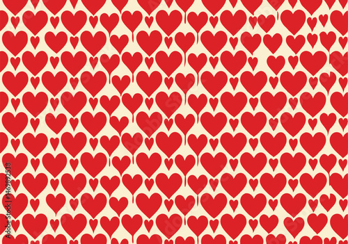 Red Heart Pattern Romantic Valentines Day Background Design.