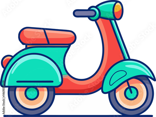 Pink scooter flat style icon ideal for road safety visuals eco friendly vehicle themes and urban transport guides