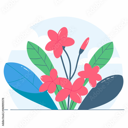 Vibrant floral arrangement botanical illustration digital art bright colors aesthetic perspective