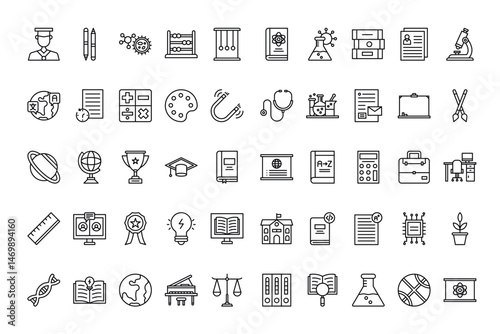 Pixelated assortment of office icons