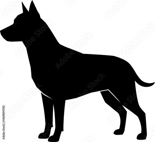 Majestic Canine Silhouette Elegant Black Dog Profile Illustration