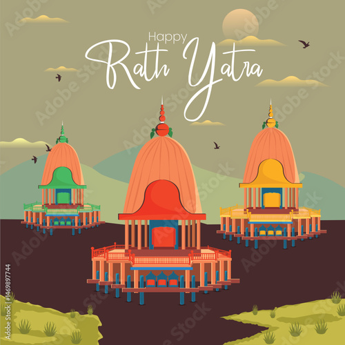 Traditional Indian Rath Yatra Poster Design – Lord Jagannath, Balabhadra, Subhadra
