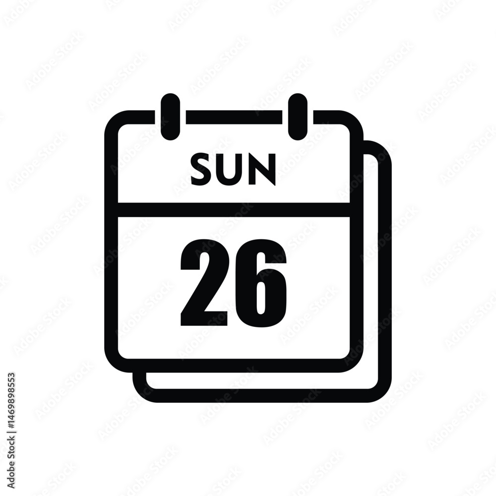 calender icon, 27 sunday icon with white background calender icon, 27 sunday icon with white background