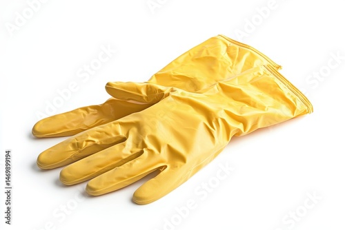 Pair of yellow disposable gloves