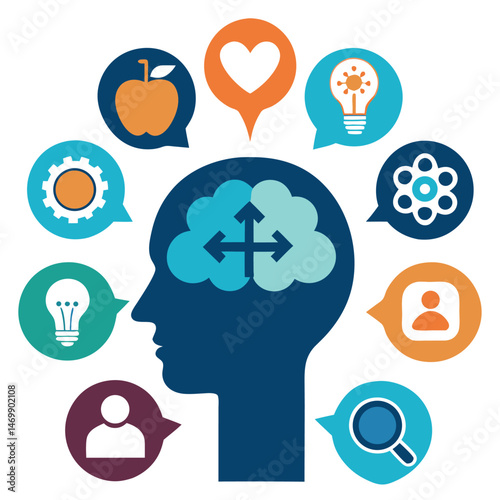 Brain Awareness Solid Icon Set Collection for Mental Health