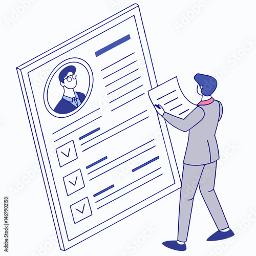 A professional reviewing resume and assessing candidate qualifications for employment opportunities