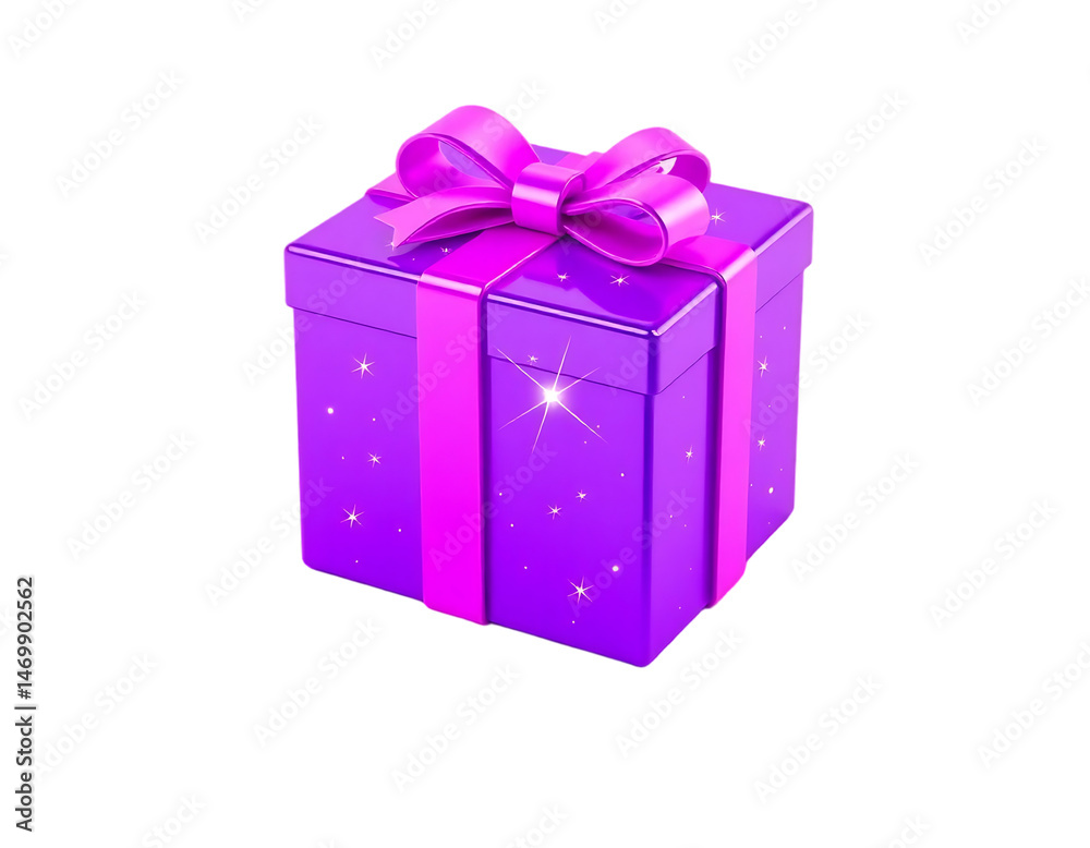 Obraz premium Purple Gift Box with Pink Bow and Ribbon
