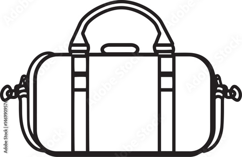 Duffel bag icon, minimalist line art design