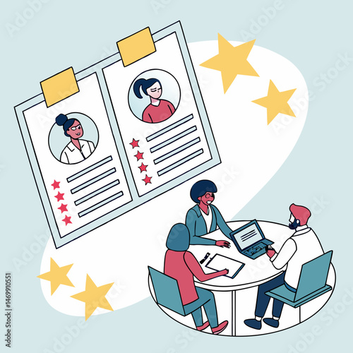 Teamwork and collaboration concept depicted with people inside interconnected gears