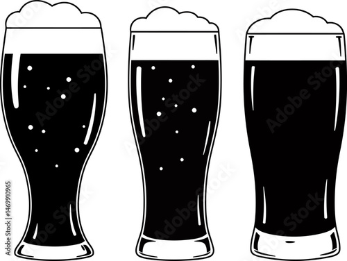 Three Glasses of Dark Beer Stout, Porter, or Lager?