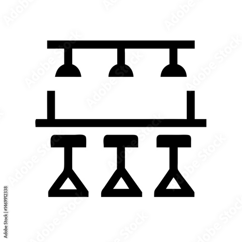 Bar Counter with Stools Seating Icon Design
