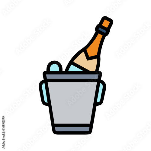 Champagne with Ice Bucket Drink Icon Design