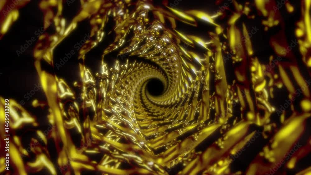 Golden Chain Tunnel – 3D Motion Animation