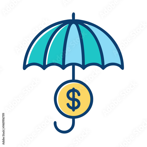 Umbrella Dollar Protection Finance Icon Design