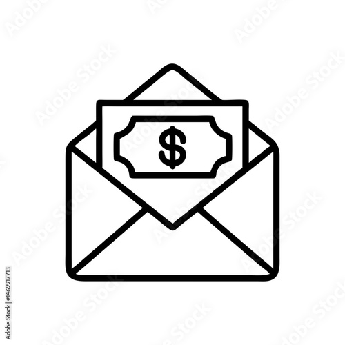 Money in Envelope Financial Transaction Icon Design
