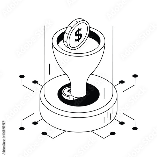 A well crafted isometric icon depicting sales conversion