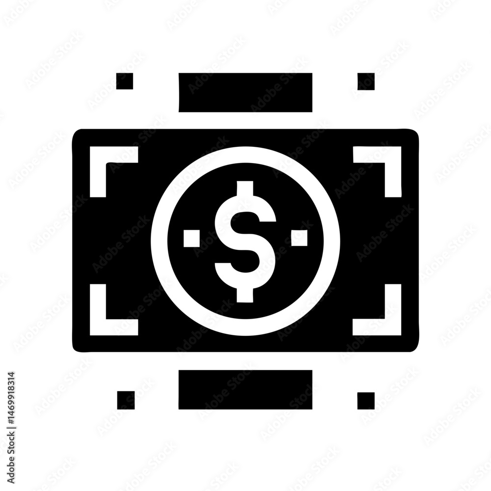 Camera with Dollar Focus Finance Icon Design Camera with Dollar Focus Finance Icon Design