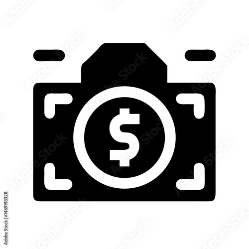 Camera with Dollar Focus Finance Icon Design